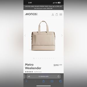 Monos Weekender with shoe compartment ***SEE IMPERFECTIONS****
